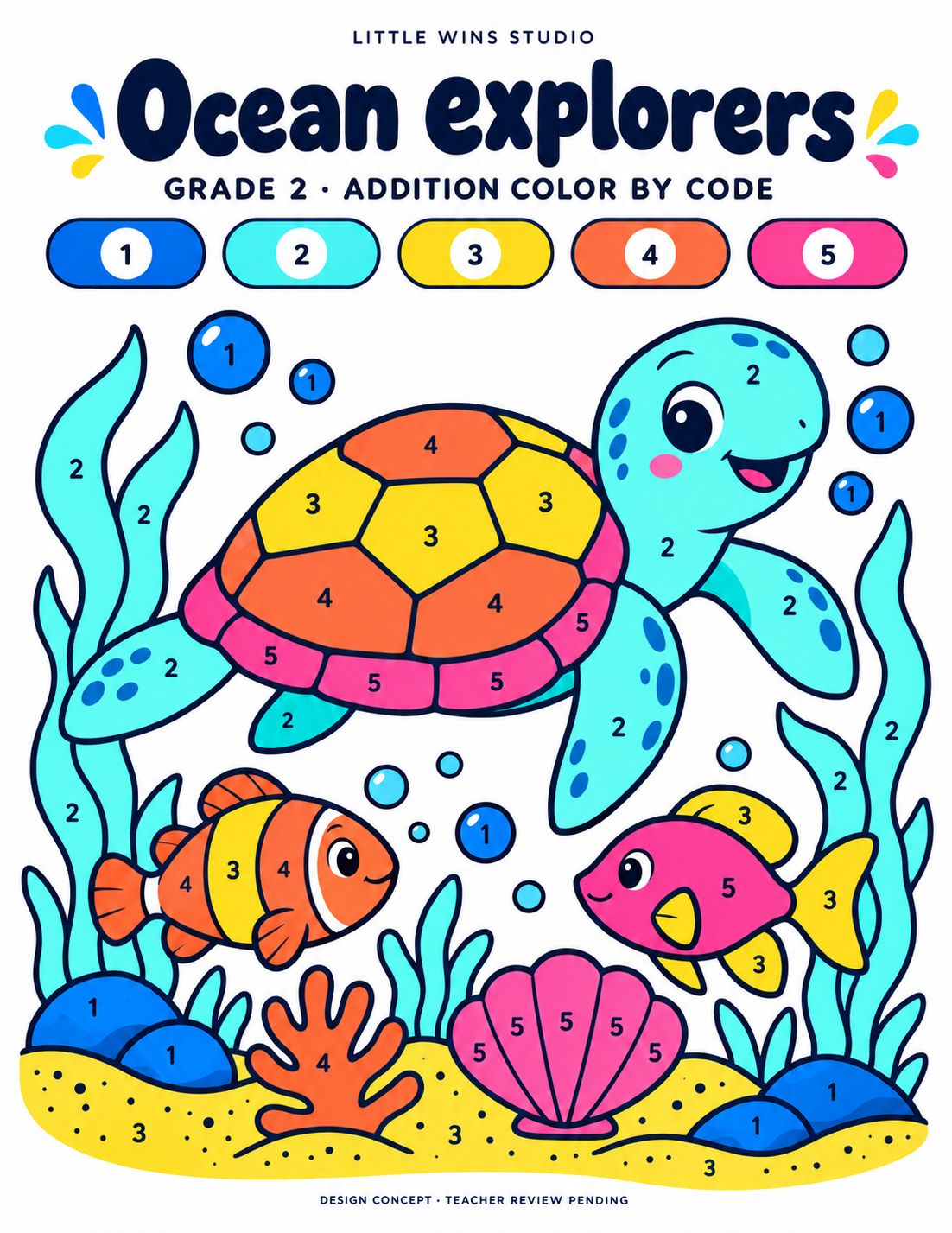 Ocean explorers illustrated color concept
